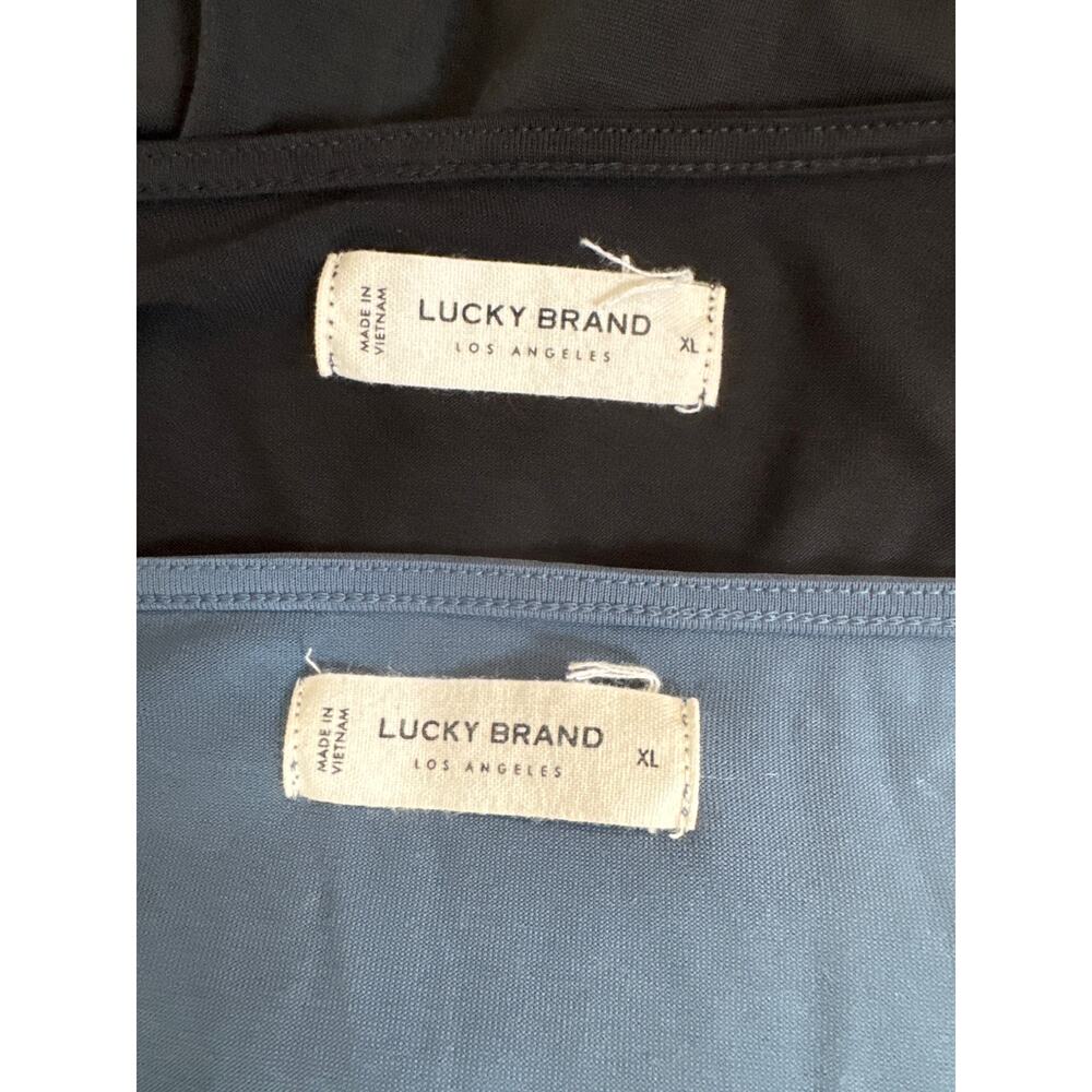 Lucky Brand Boho Sandwash XL Tops 2 Items Blue Black Relaxed Fit Blouson Sleeves - Picture 7 of 12